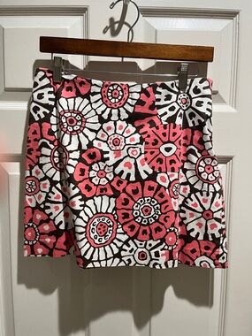 Pink Floral Print Mini Skirt - Women